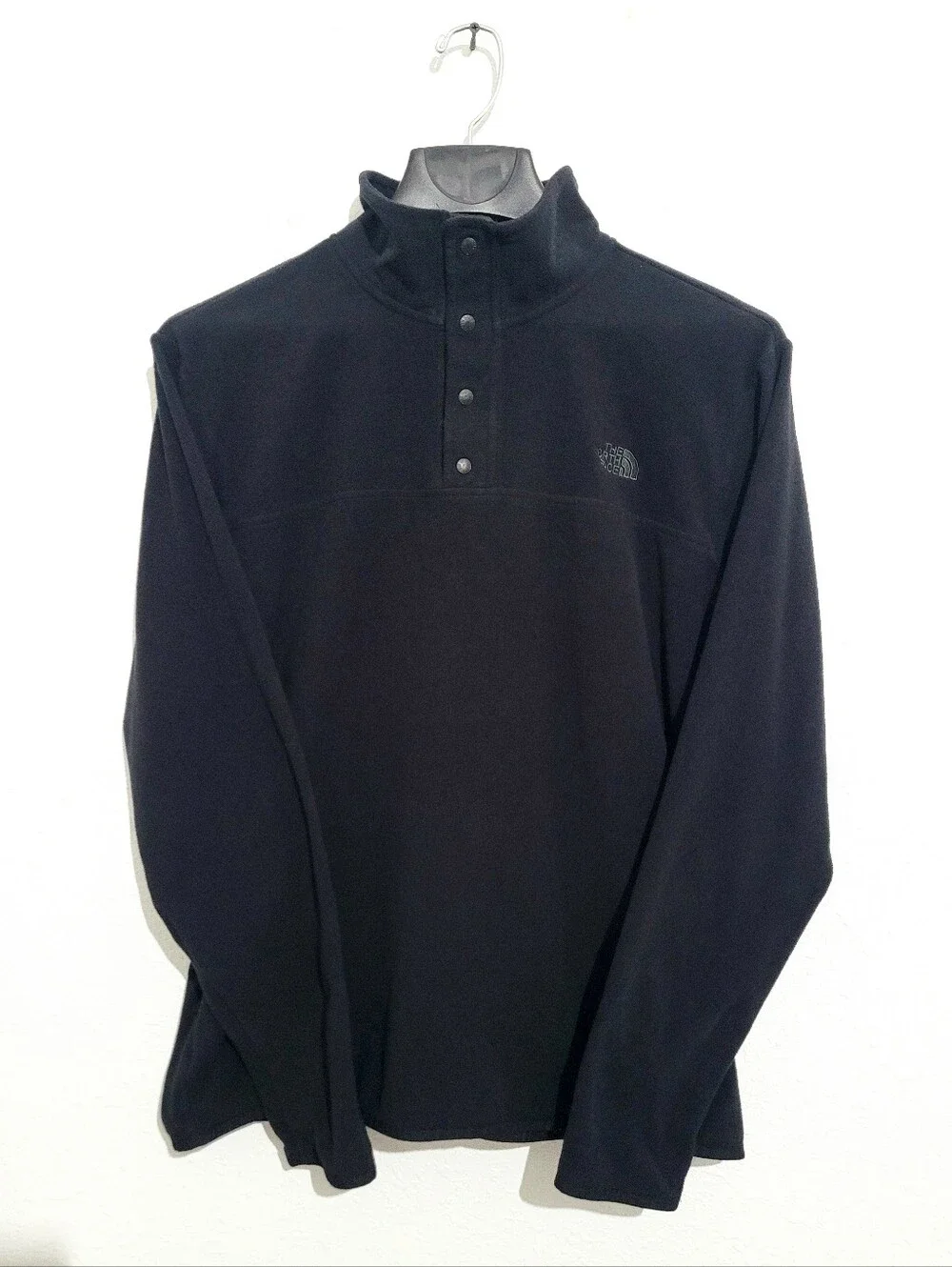 The North Face Mens XL Black Fleece Pullover Snap Neck Jacket Sweater Outdoor